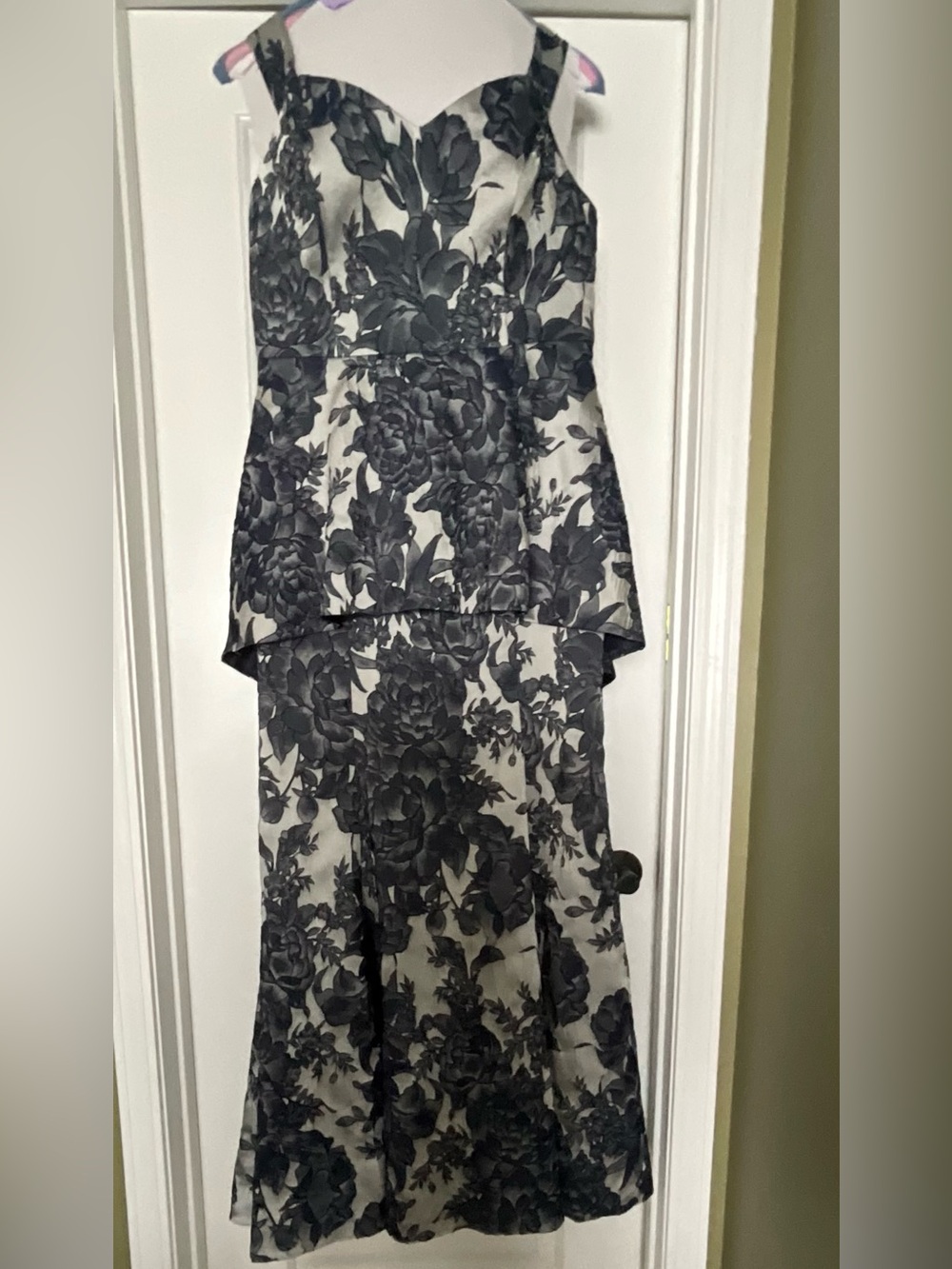 Sleeveless Blue Floral Overlay Dress - Elegant Evening Dress